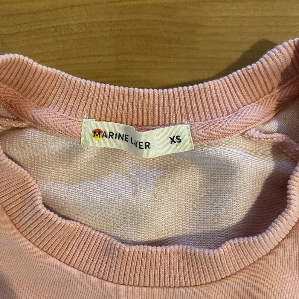 MARINE LAYER Dress Cassidy Wash Pink Raglan Cotton Sweatshirt Pullover Beach XS - Picture 10 of 10